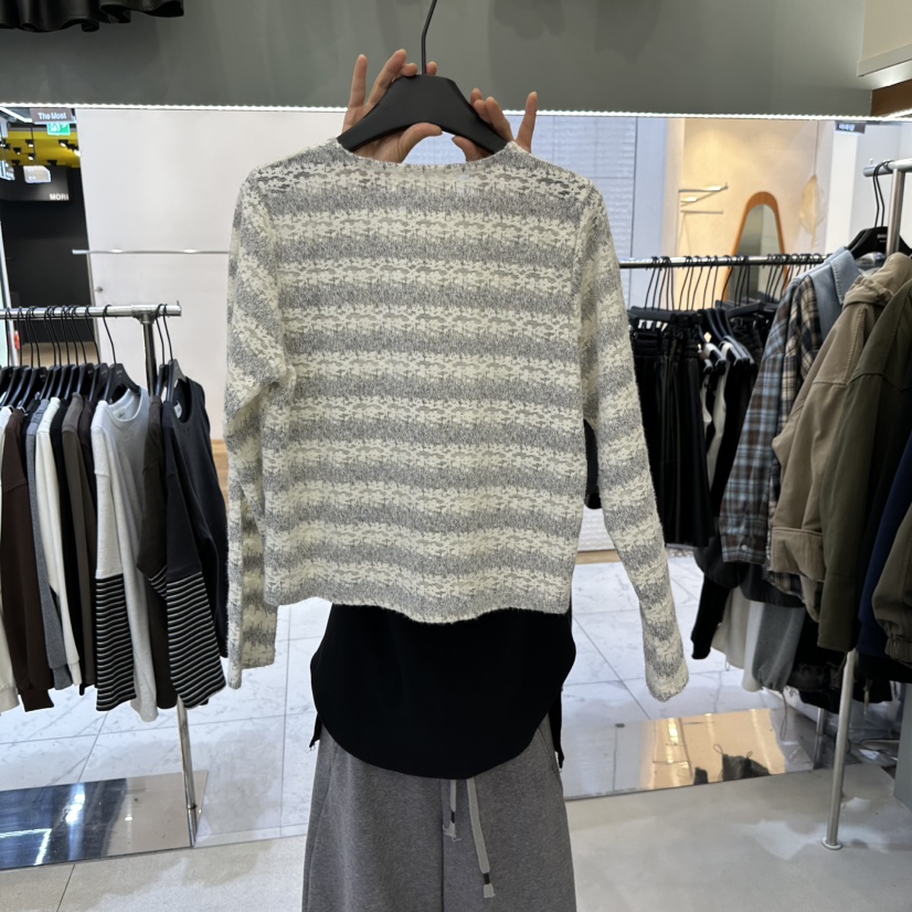 CHARLES THE SECOND/CHEAP-CHIC東大門代購26秋冬蕾絲珍珠條紋BAKHA開衫