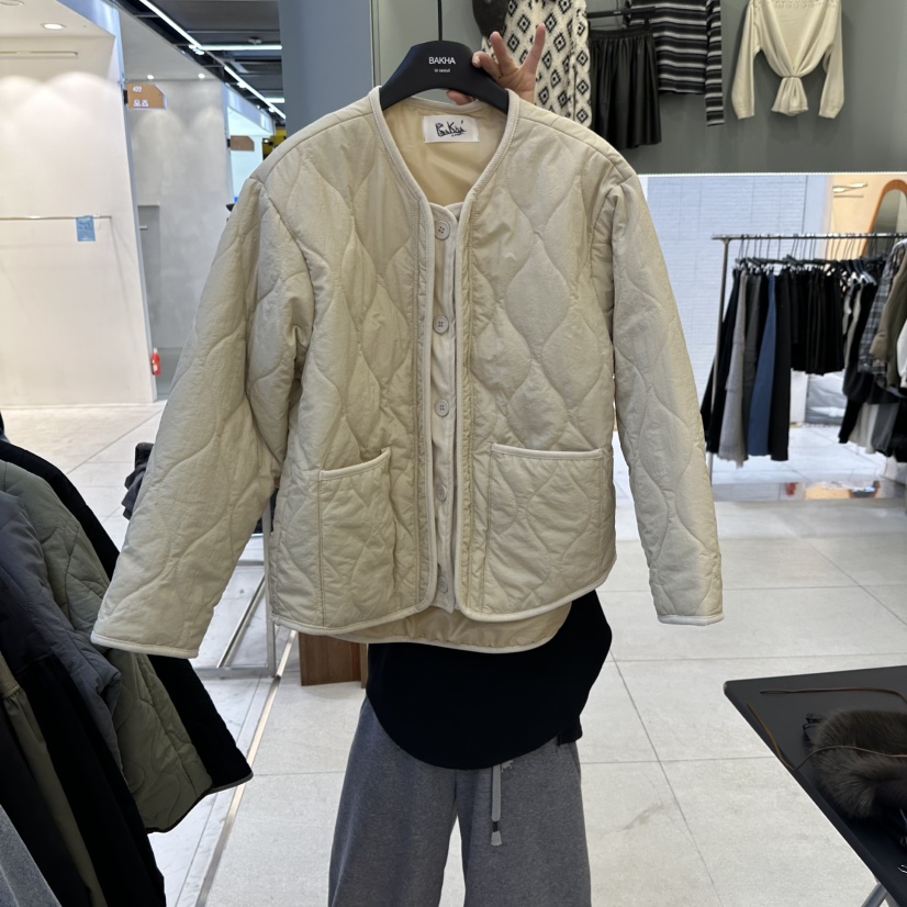CHARLES THE SECOND/CHEAP-CHIC東大門直郵26秋冬圓領菱格絎縫棉服BAKHA短款棉服圖色3