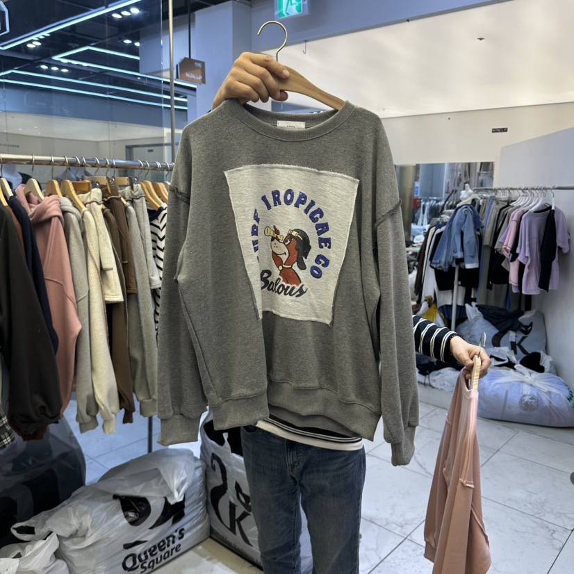 K STORY韓國代購26秋冬落肩印花圓領衛衣印花落肩K STORY衛衣圖色2