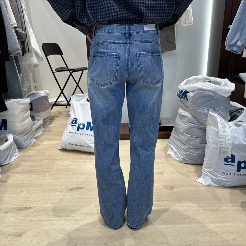 PAIR/RE STOC東大門實拍26秋冬直筒水洗牛仔褲直筒褲高腰PAIR/RE STOC牛仔褲