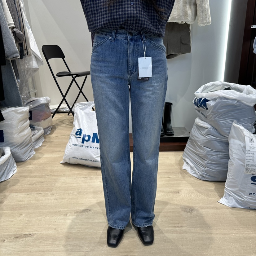 PAIR/RE STOC東大門實拍26秋冬直筒水洗牛仔褲直筒褲高腰PAIR/RE STOC牛仔褲圖色1