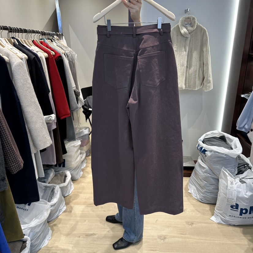 PAIR/RE STOC東大門直郵26秋冬帶腰帶闊腿休閑褲含腰帶闊腿褲PAIR/RE STOC休閑褲