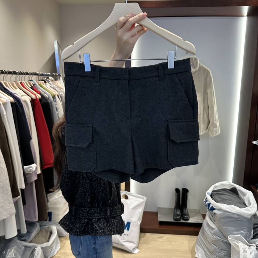PAIR/RE STOC韓國直郵26秋冬厚款工裝毛呢短褲高腰PAIR/RE STOC短褲圖色2