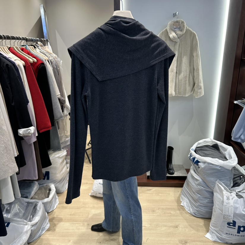 PAIR/RE STOC韓國代購26秋冬帶圍巾針織開衫含圍巾單排扣圓領PAIR/RE STOC開衫