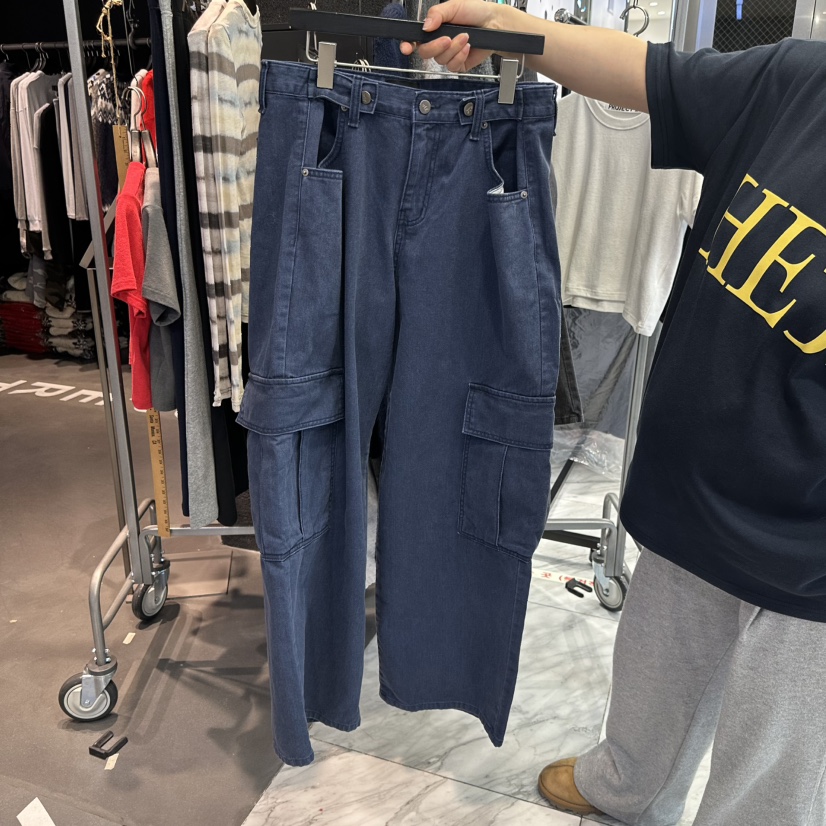 PROJECT ELF東大門實拍26秋冬闊腿工裝牛仔長褲休閑褲口袋工裝PROJECT ELF休閑褲圖色1