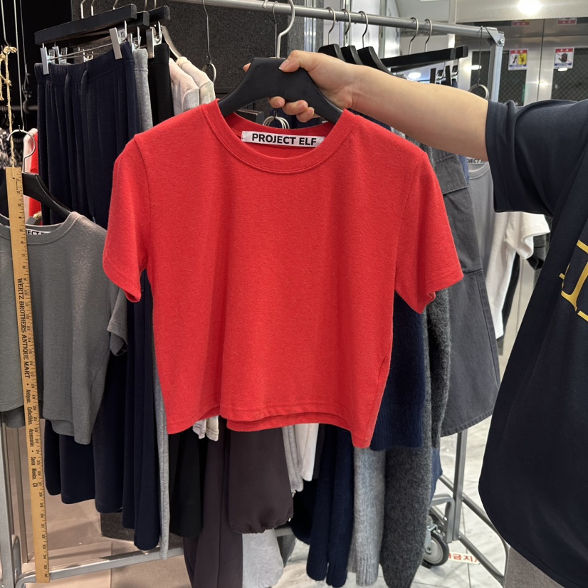 PROJECT ELF韓國代購26秋冬短款圓領露臍T恤短款露臍圓領PROJECT ELFT恤圖色2
