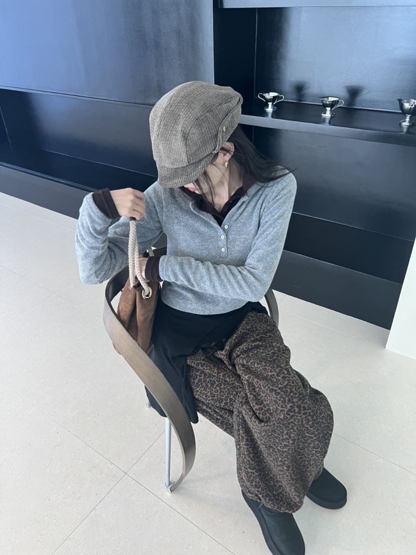 ME MO東大門實拍26秋冬復古燈芯絨鴨嘴帽帽子燈芯絨鴨ME MO帽子圖色1