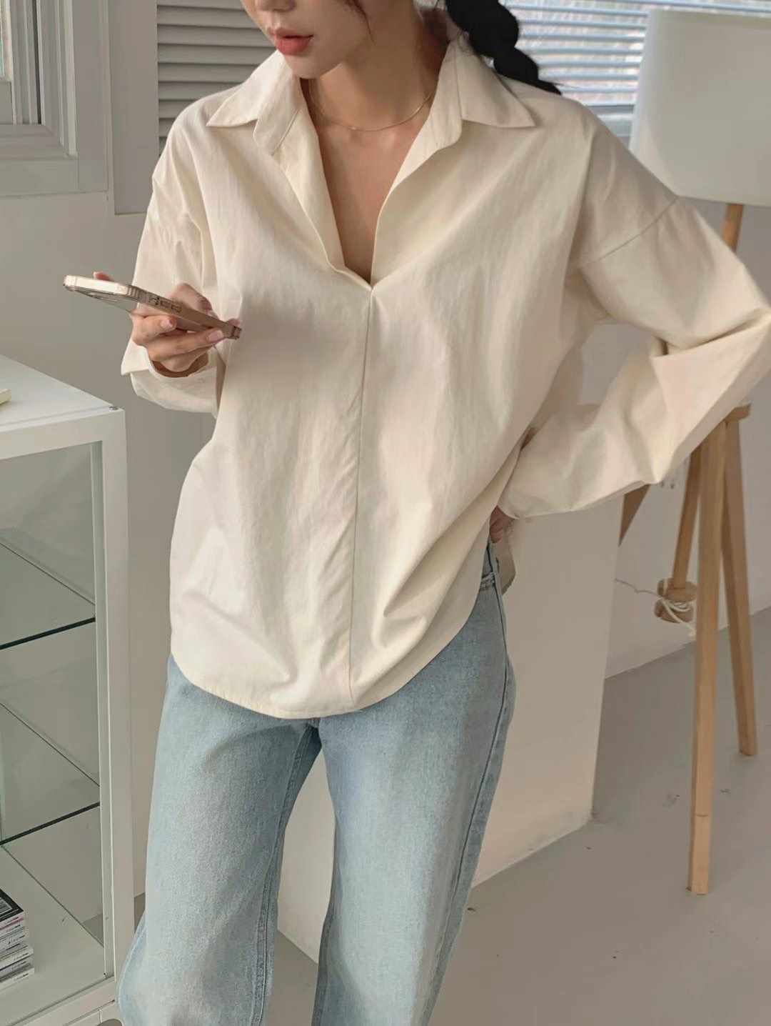 BONGBLY-봉블리-T韓國直郵東大門代購女裝新款熱賣襯衫蕾絲衫OPENRUN襯衫/蕾絲衫