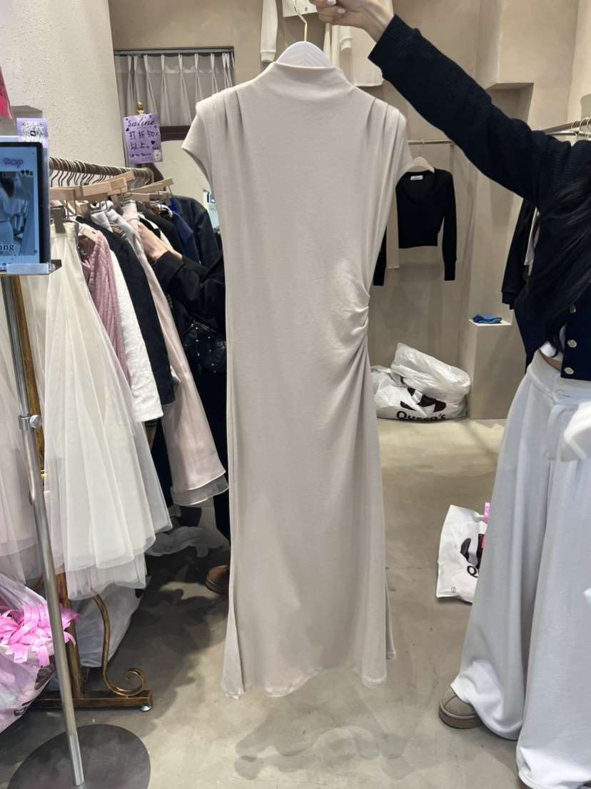 GREEN韓國直郵東大門實拍女裝新款熱賣真品休閑推薦連衣裙褶皺Satine/REWOO連衣裙