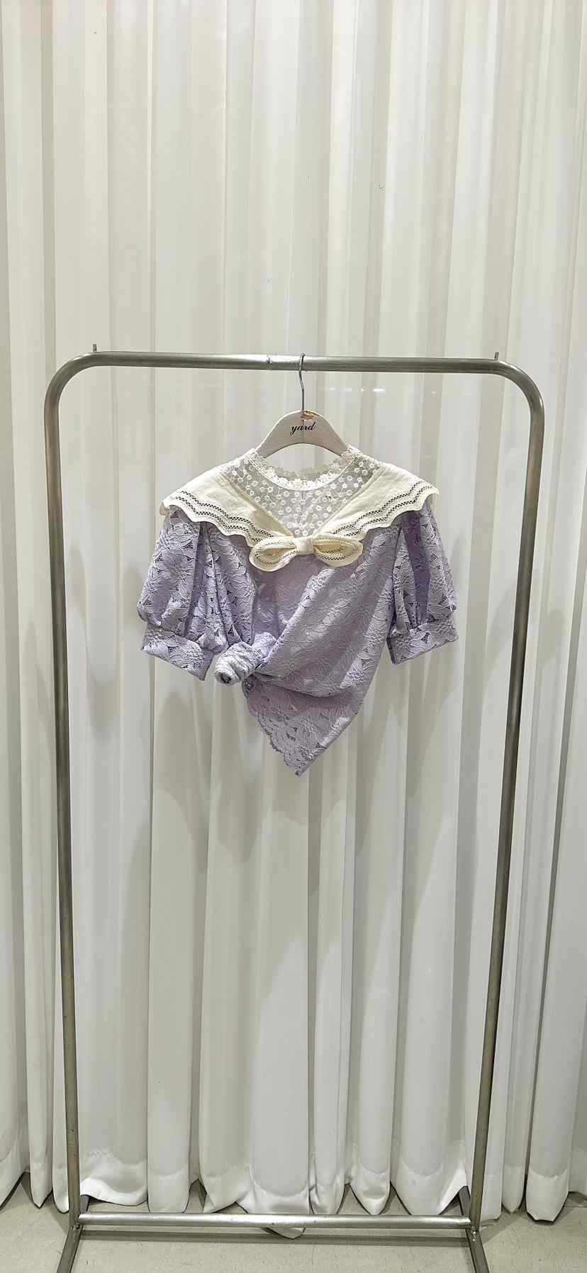 YARD直郵韓國代購女裝新品24春夏時尚襯衫蕾絲衫刺繡蕾絲YARD襯衫/蕾絲衫