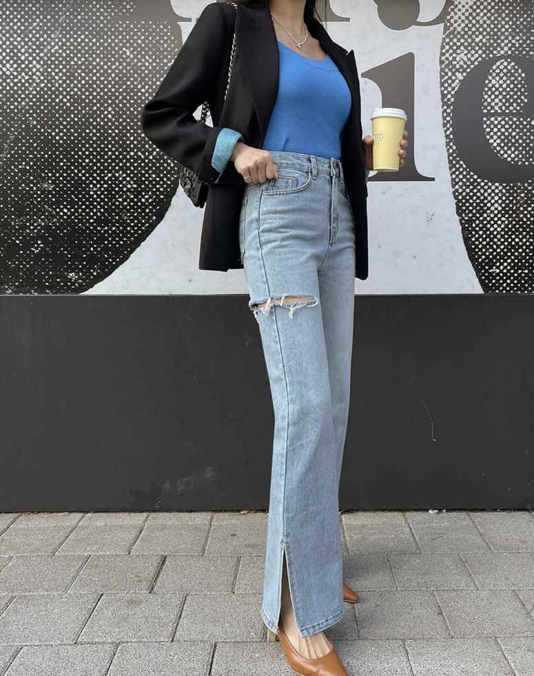 LEA/ASHER-J直郵韓國代購女裝新款推薦人氣時尚24春夏牛仔褲이향牛仔褲