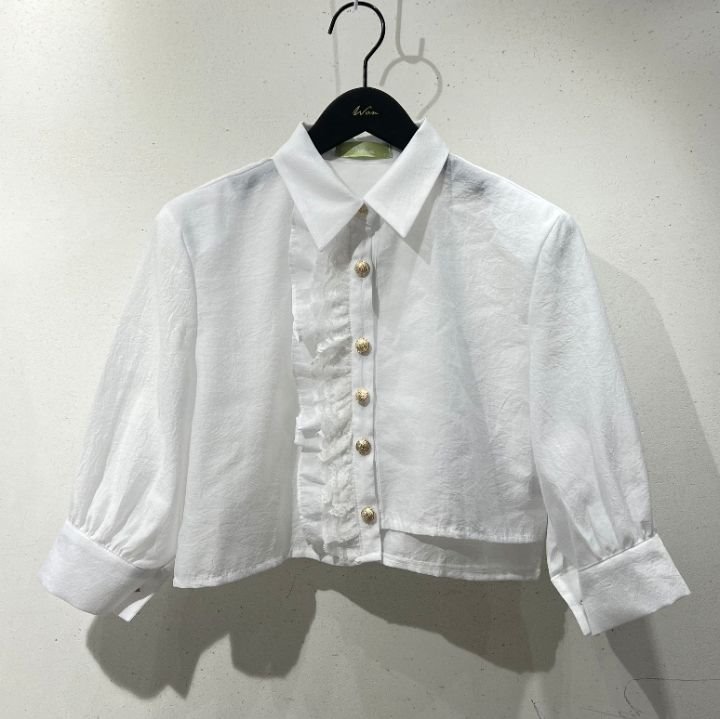 WON韓國直郵東大門代購女裝新款推薦休閑24春夏襯衫蕾絲衫WON襯衫/蕾絲衫
