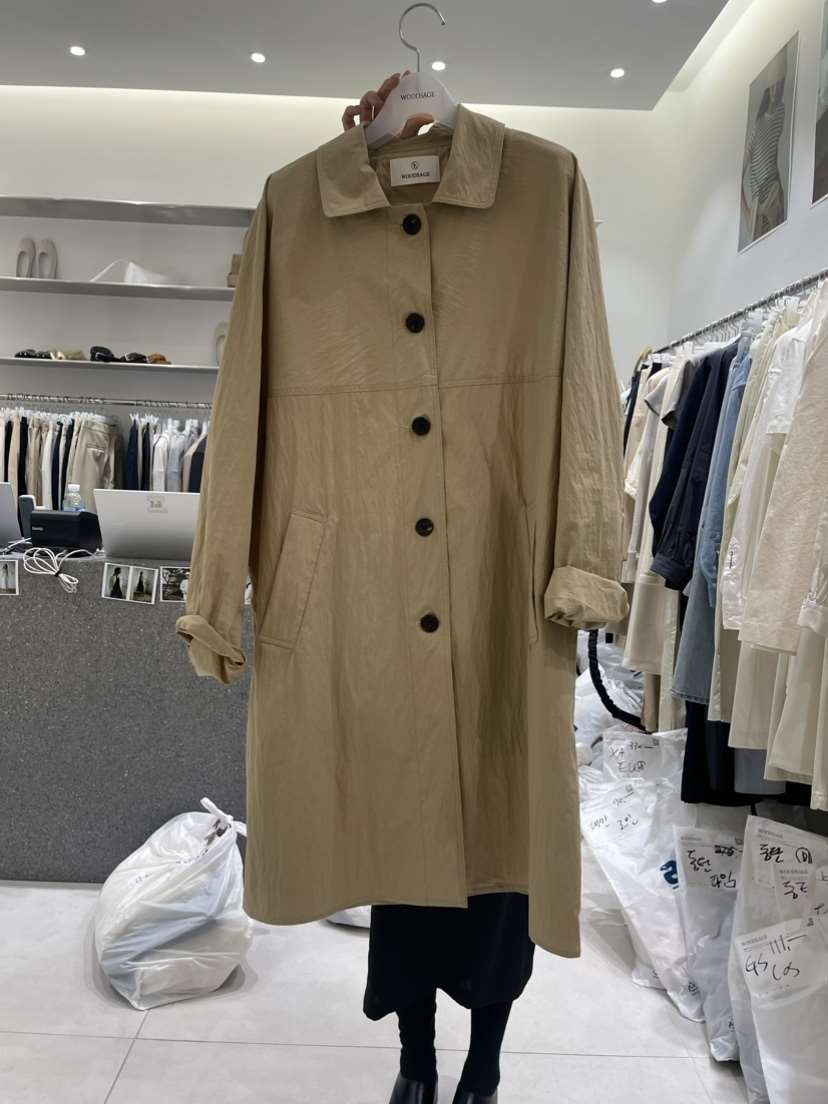 WOOD SAGE直郵韓國代購女裝新款人氣推薦24春夏長款風衣WOOD SAGE長款風衣