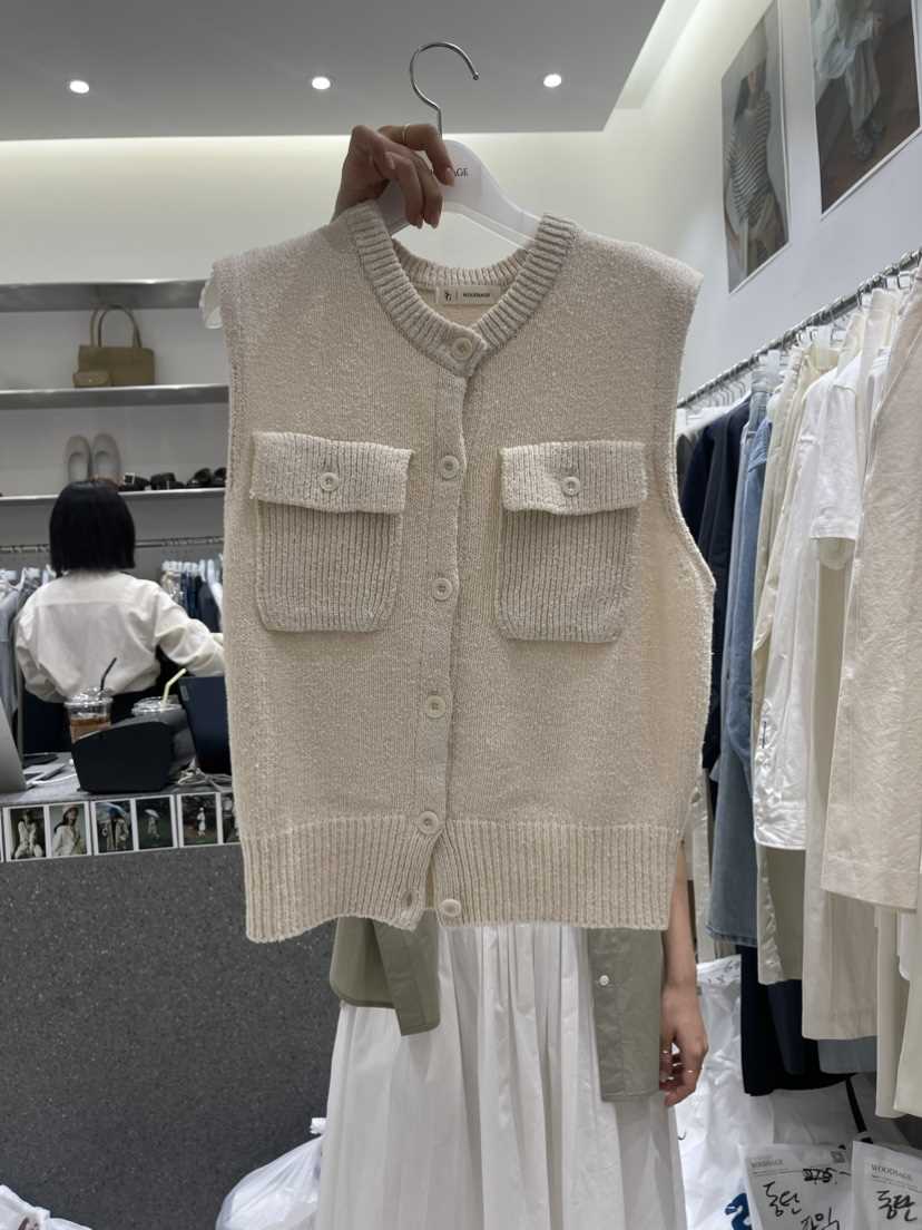 WOOD SAGE韓國直郵東大門代購女裝新品熱賣推薦24春夏馬甲口袋WOOD SAGE馬甲