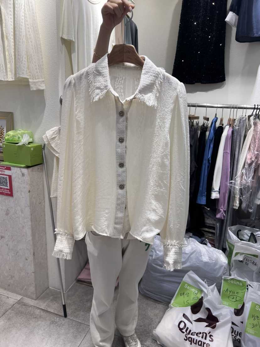 SELINA-Q直郵韓國代購女裝新款職業熱賣人氣24春夏襯衫蕾絲衫SELINA-Q襯衫/蕾絲衫