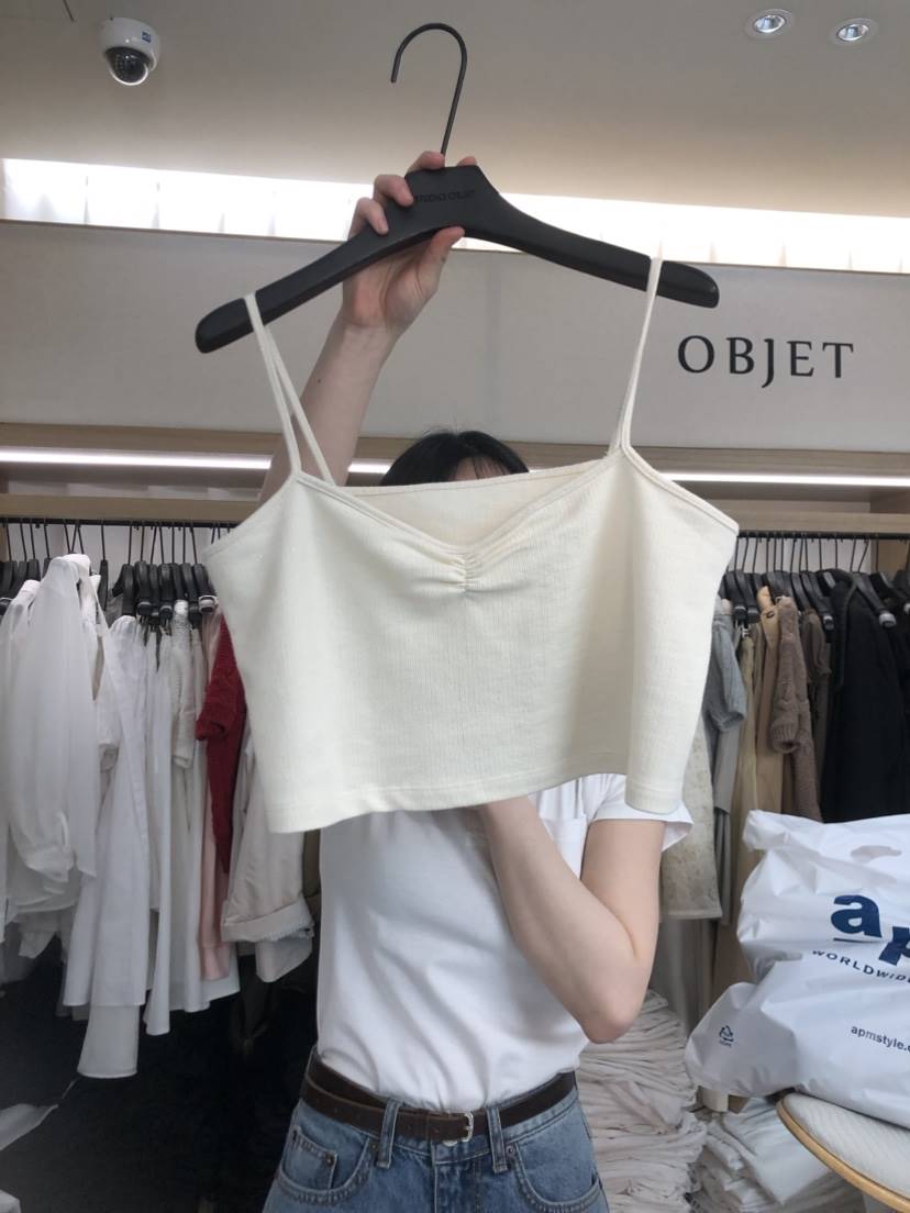 OBJET韓國直郵東大門代購女士新款休閑真品人氣推薦吊帶背心love us u/OBJET吊帶/背心