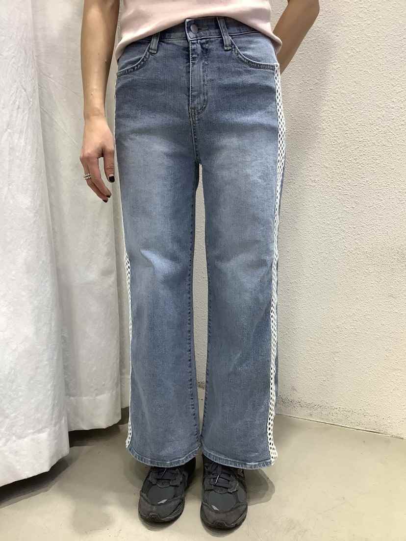 O MARIE直郵韓國代購女士新品熱賣24春夏人氣牛仔褲蕾絲O'MARIE牛仔褲