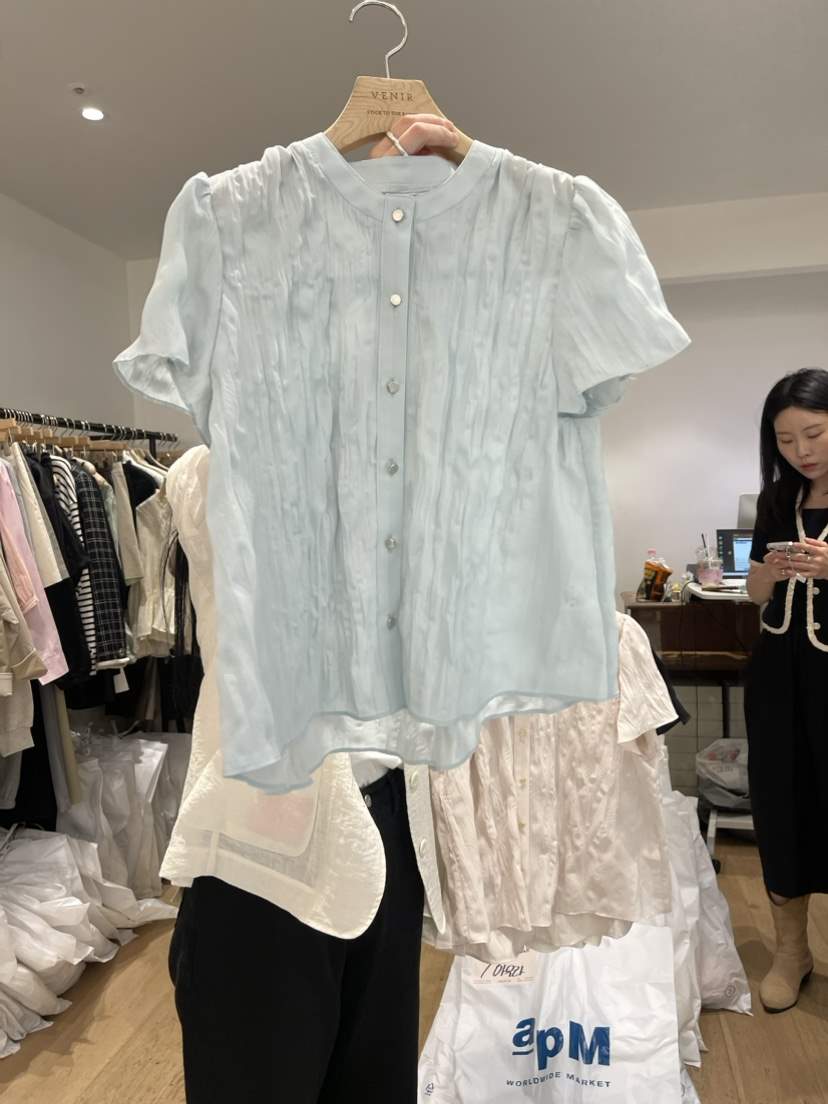 VENIR韓國直郵女裝新款時尚推薦人氣休閑24春夏襯衫蕾絲衫VENIR-a襯衫/蕾絲衫