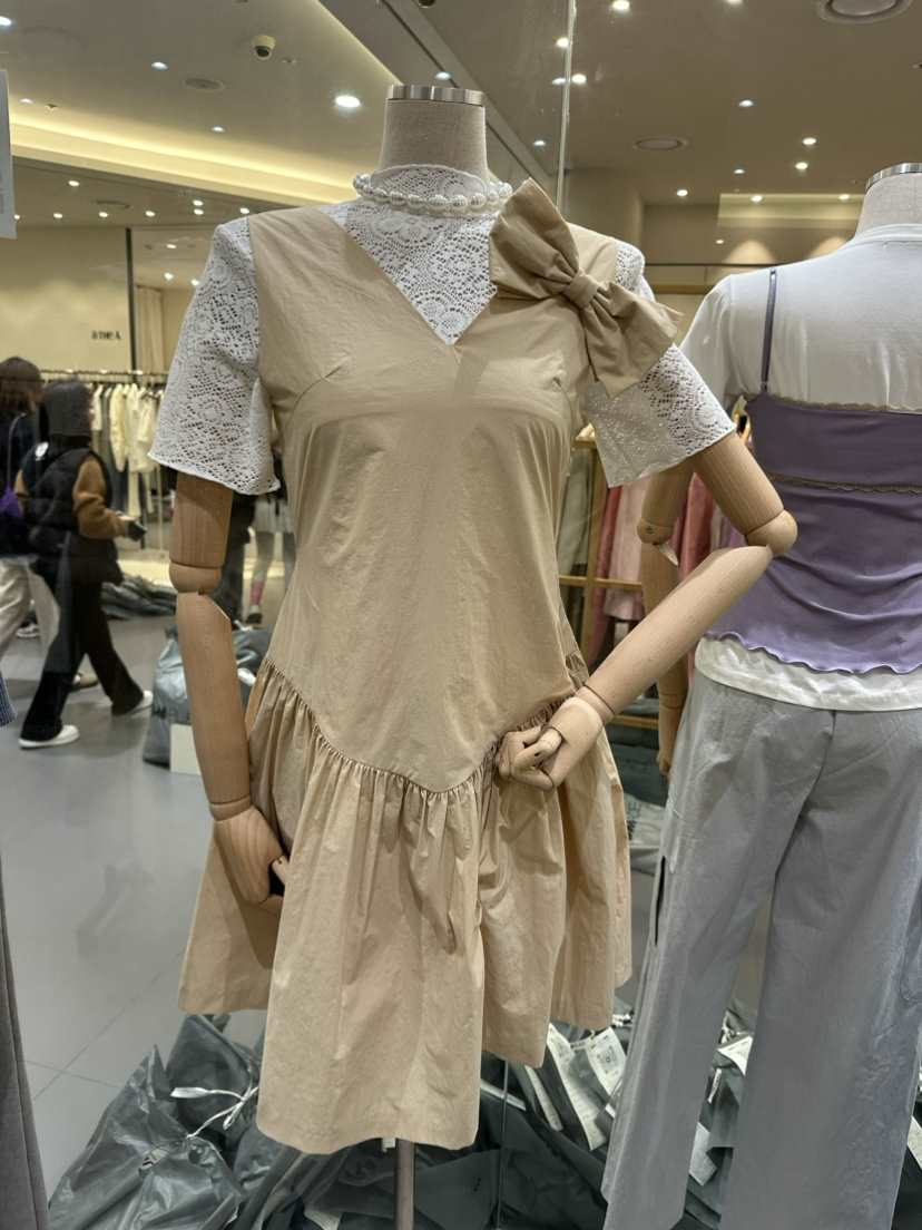 LUMIPLE韓國直郵東大門實拍女裝新品24春夏推薦連衣裙蝴蝶結LUMIPLE連衣裙