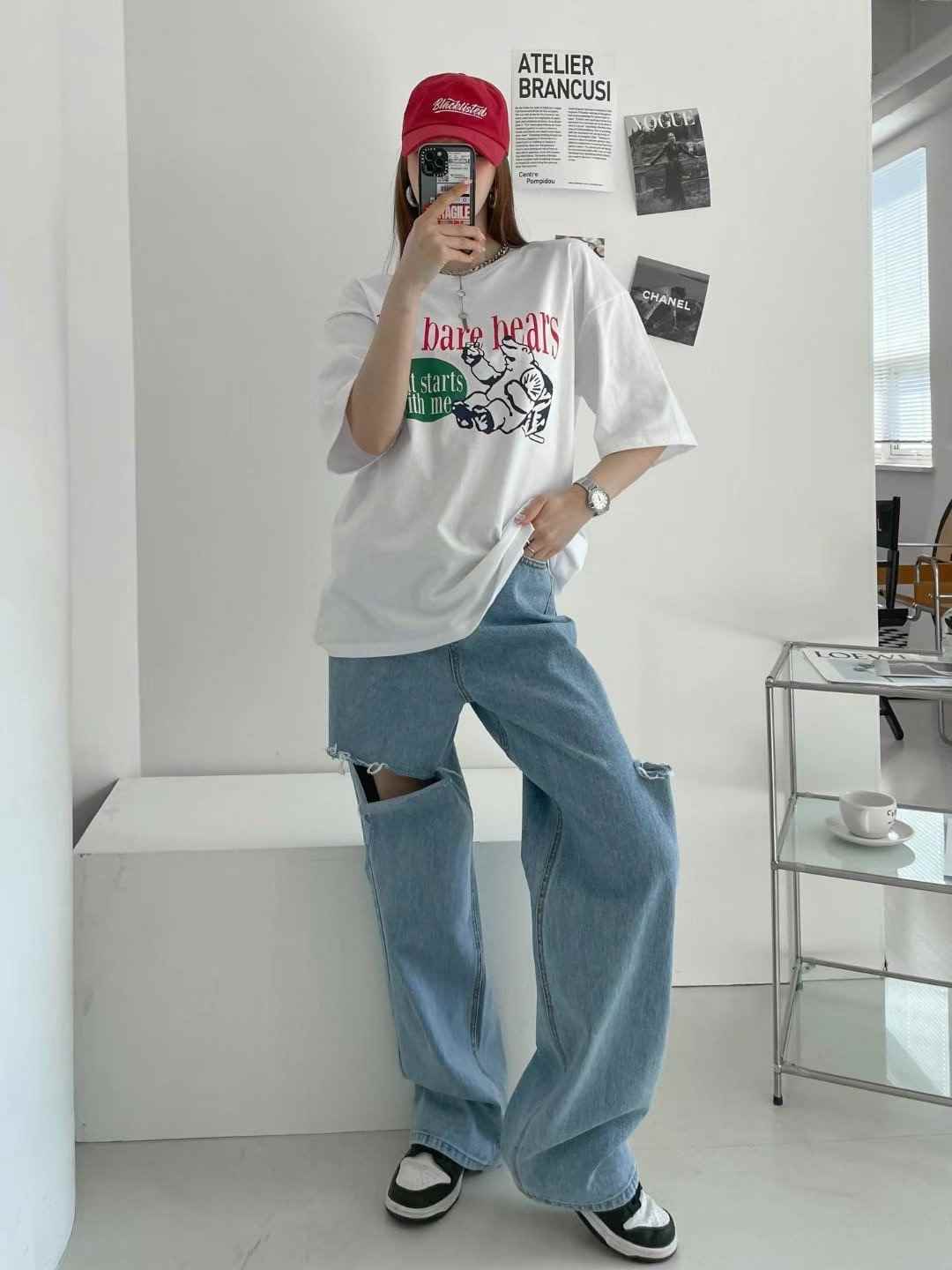 P.SHOP韓國直郵東大門代購女裝新品24春夏職業推薦時尚T恤P.SHOPT恤