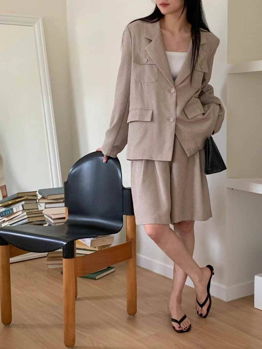 STYLE LOUNGE韓國直郵東大門代購女裝新款真品人氣夾克粗花呢STYLE LOUNGE夾克