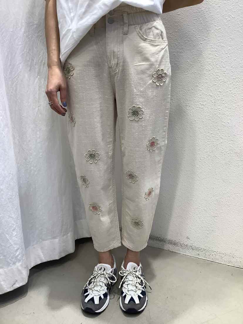 O MARIE韓國直郵女裝新款熱賣時尚24春夏人氣休閑褲刺繡O'MARIE休閑褲