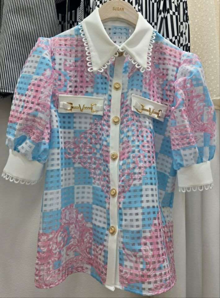 SUGAR韓國直郵東大門實拍女裝新品時尚職業真品休閑襯衫蕾絲衫SUGAR襯衫/蕾絲衫