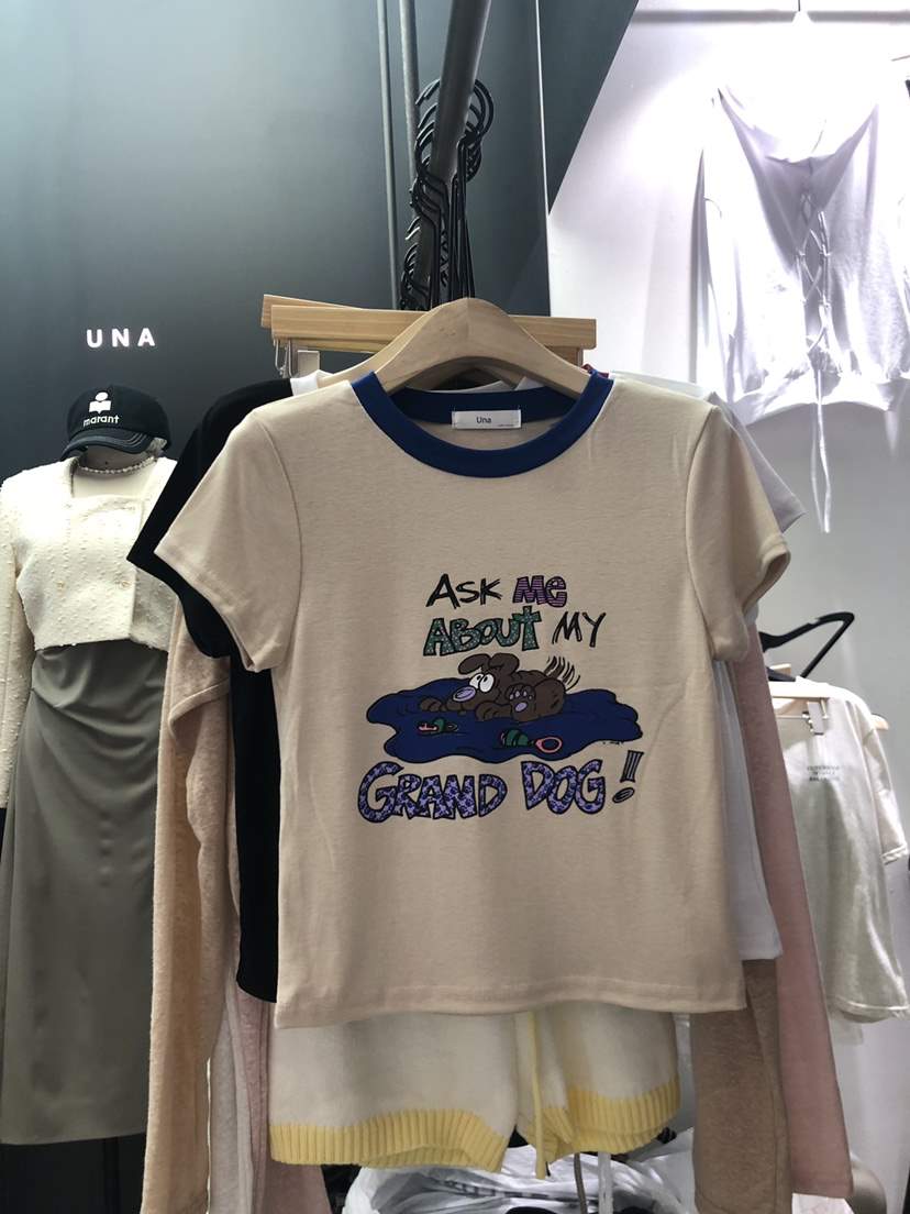 UNA韓國直郵女裝新品休閑熱賣推薦人氣24春夏時尚真品T恤THEMAY/UNAT恤