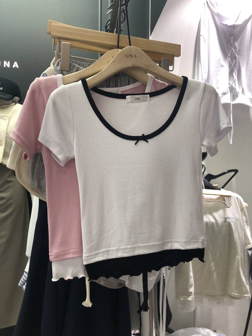 UNA韓國直郵女裝新品時尚熱賣24春夏職業真品休閑人氣T恤THEMAY/UNAT恤
