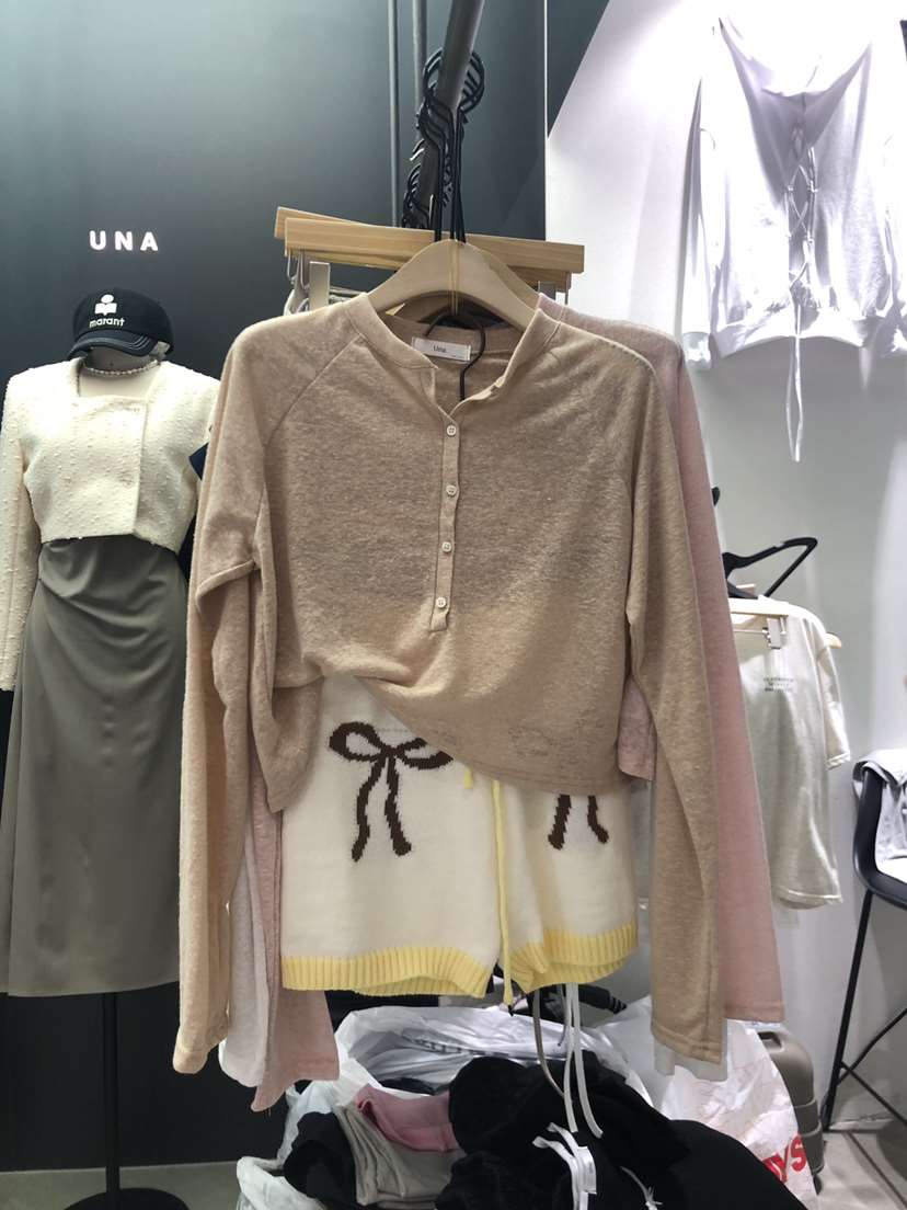 UNA直郵韓國代購女裝新款推薦真品時尚24春夏熱賣長袖T恤THEMAY/UNA長袖T恤