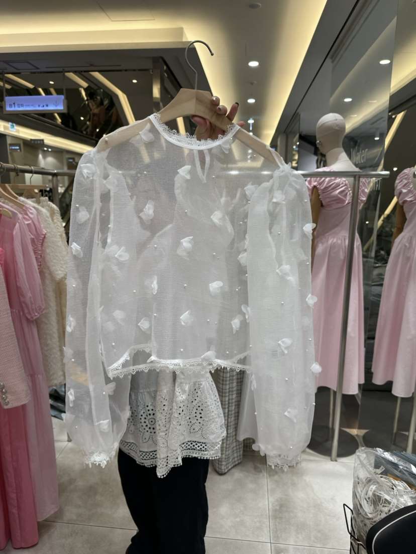 X PARTY韓國直郵女裝新品推薦職業真品24春夏襯衫蕾絲衫XPARTY襯衫/蕾絲衫