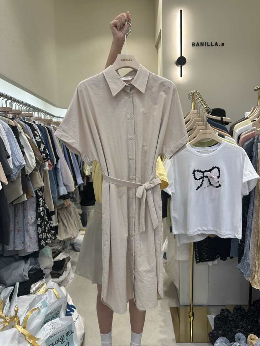 BANILLA.B韓國直郵女裝新款24春夏真品時尚推薦職業連衣裙STAINLESS連衣裙