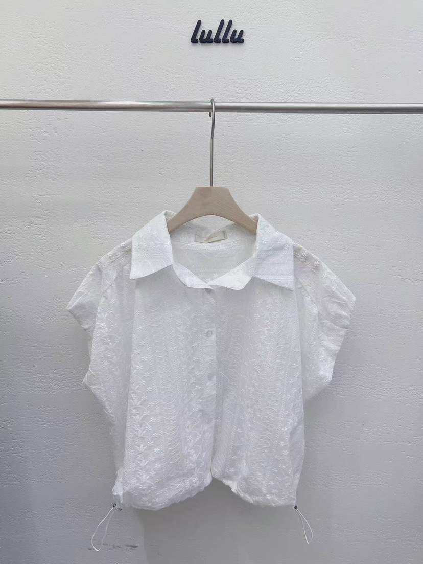 LULULALLA韓國直郵女裝新品24春夏真品人氣襯衫蕾絲衫刺繡LULULALLA襯衫/蕾絲衫