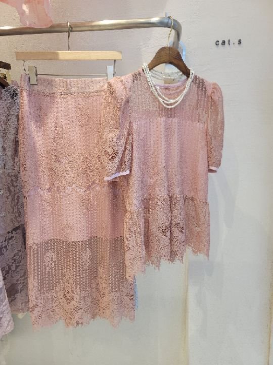 Cat.s韓國直郵東大門實拍女裝新品休閑熱賣職業24春夏套裝蕾絲Cat.s____套裝