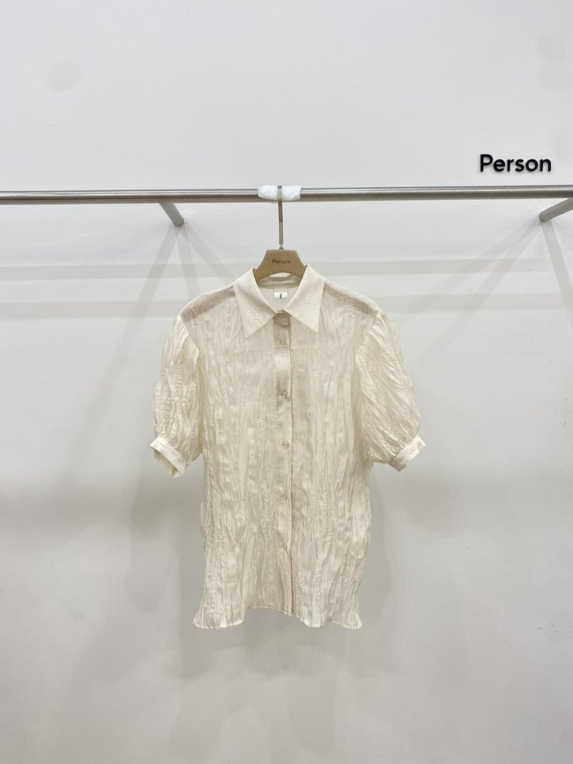Person韓國代購女士新品時尚熱賣24春夏人氣休閑襯衫蕾絲衫PERSON襯衫/蕾絲衫