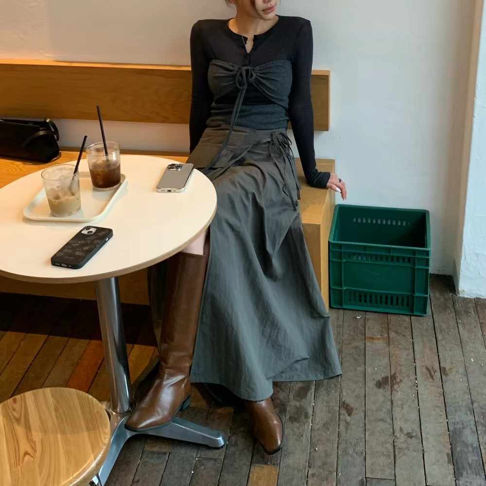 OUR HOUR韓國直郵東大門代購女裝新品人氣熱賣時尚休閑長裙MELLO長裙