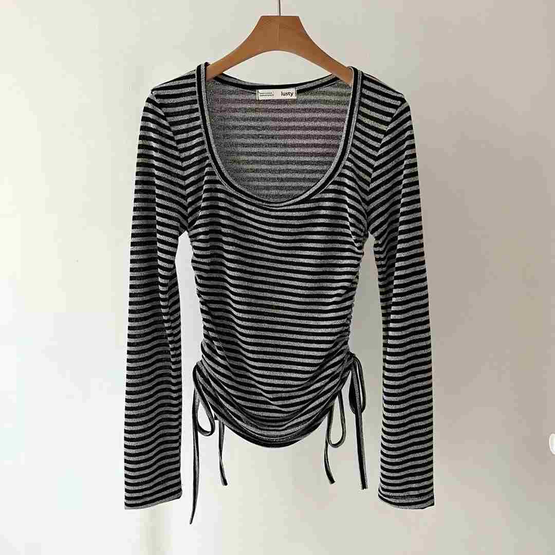LUSTY直郵韓國代購女裝新款24春夏休閑推薦職業熱賣長袖T恤YOU ARE BEAUTIFUL長袖T恤