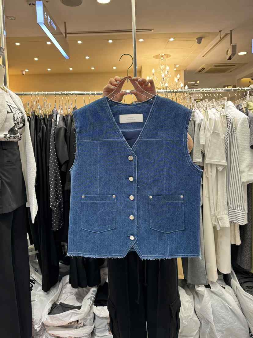 Workshop韓國直郵女裝新款熱賣休閑職業真品24春夏馬甲牛仔布Work_shop馬甲