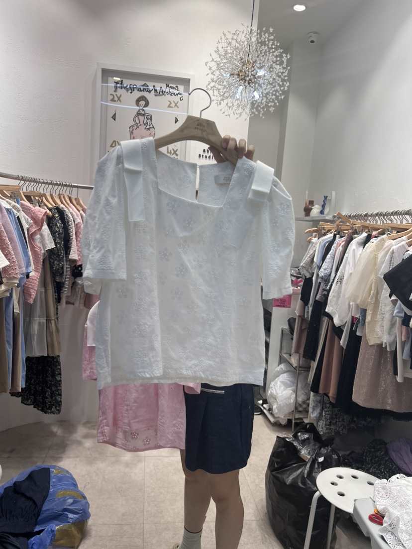 ABLE STUDIO直郵韓國代購女士新品人氣熱賣24春夏襯衫蕾絲衫CONFETTI襯衫/蕾絲衫
