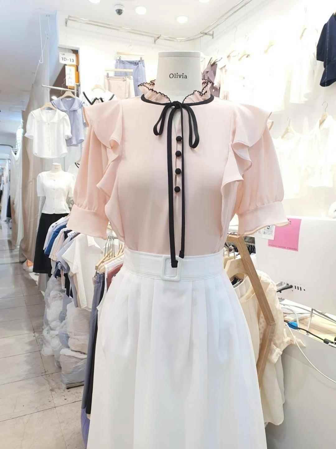 OLIVIA韓國直郵女裝新品休閑熱賣真品24春夏職業襯衫蕾絲衫OLIVIA襯衫/蕾絲衫