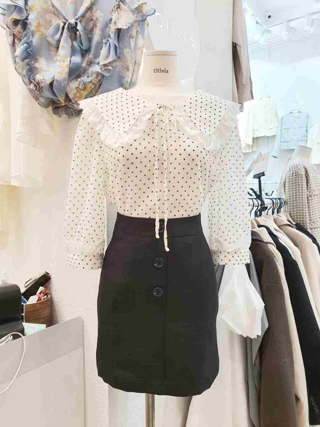 OLIVIA直郵韓國代購女裝新品熱賣24春夏人氣休閑襯衫蕾絲衫OLIVIA襯衫/蕾絲衫