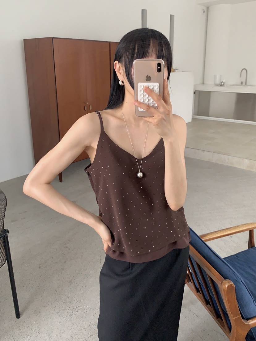 US韓國直郵東大門代購女裝新款人氣24春夏真品休閑吊帶背心US吊帶/背心