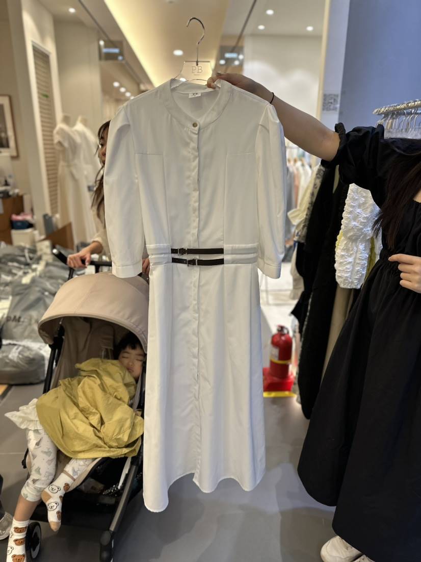 PB韓國直郵女裝新品職業熱賣人氣休閑時尚真品24春夏連衣裙腰帶BERTHA連衣裙
