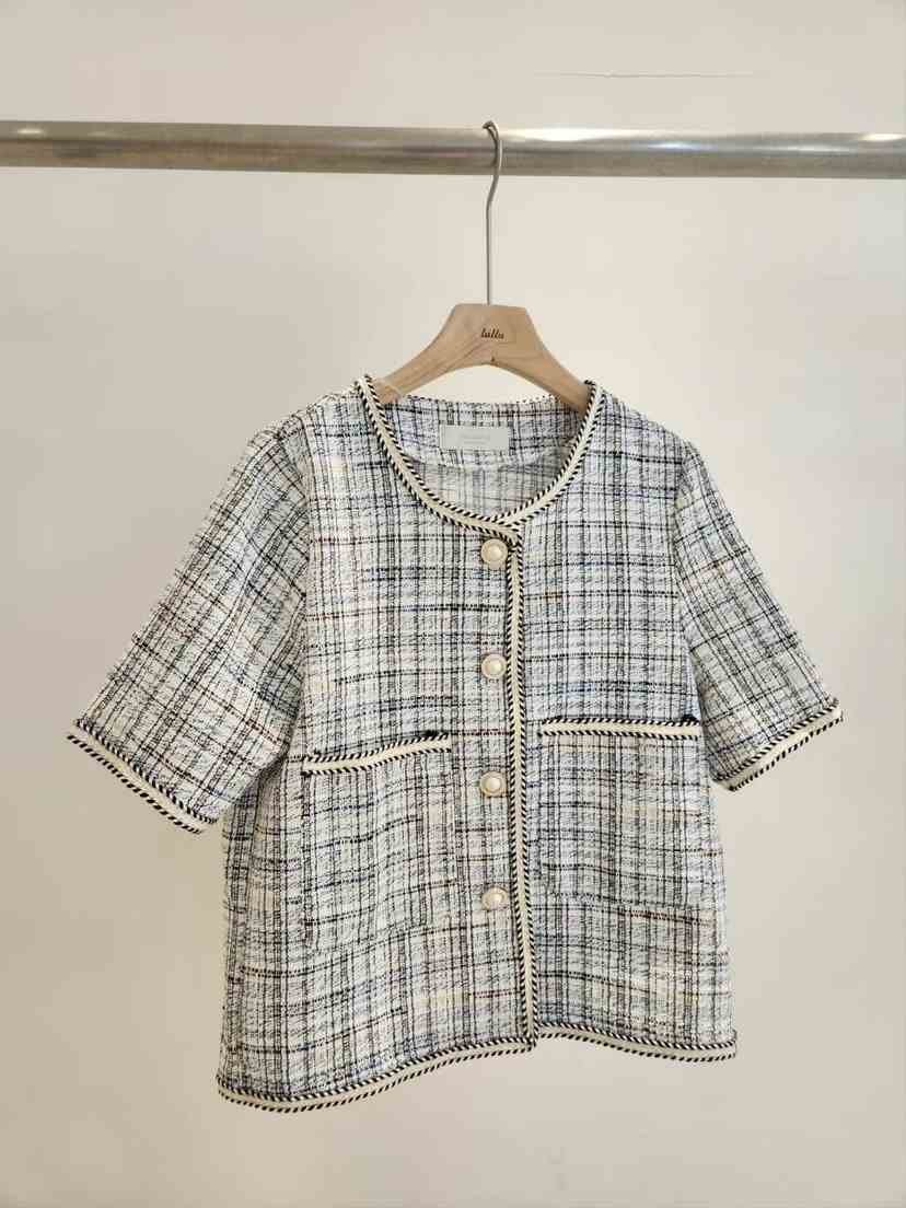 LIVE/LULULALLA韓國直郵女裝新品休閑24春夏推薦夾克格紋LIVE/LULULALLA夾克