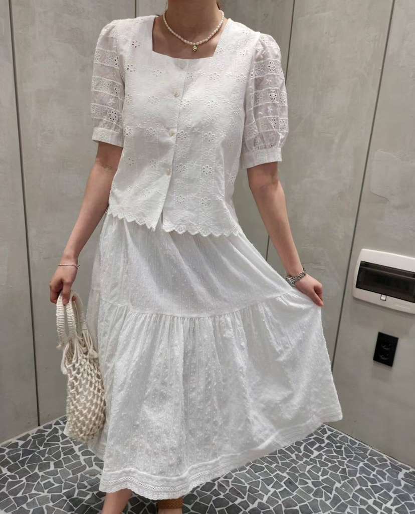 LULULALLA韓國直郵東大門實拍女裝新款人氣真品時尚套裝刺繡LULULALLA套裝