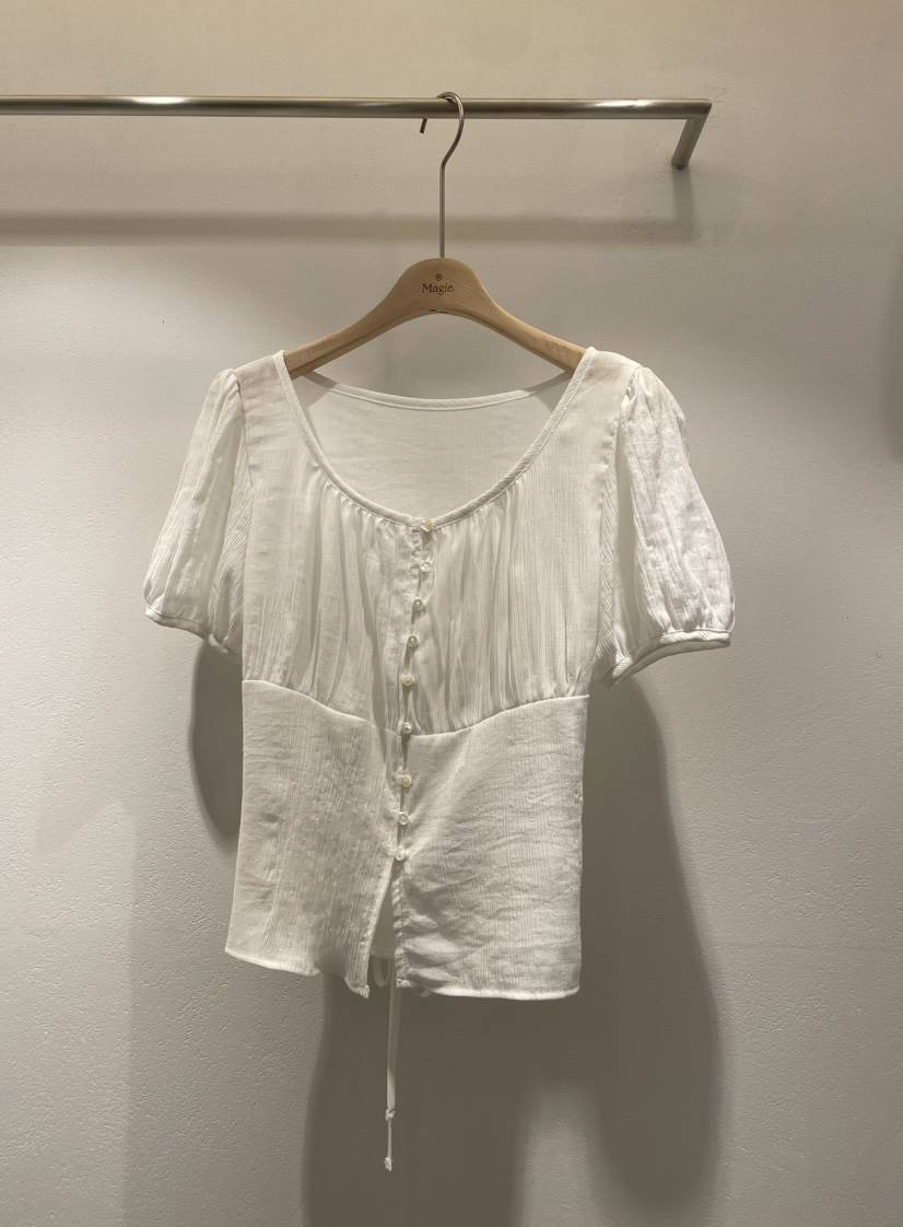 Magie韓國直郵女裝新品人氣真品推薦時尚24春夏襯衫蕾絲衫VI A襯衫/蕾絲衫