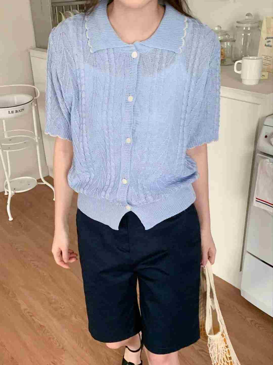 FOUND韓國直郵東大門代購女裝新款休閑真品熱賣職業24春夏針織衫FOUND針織衫