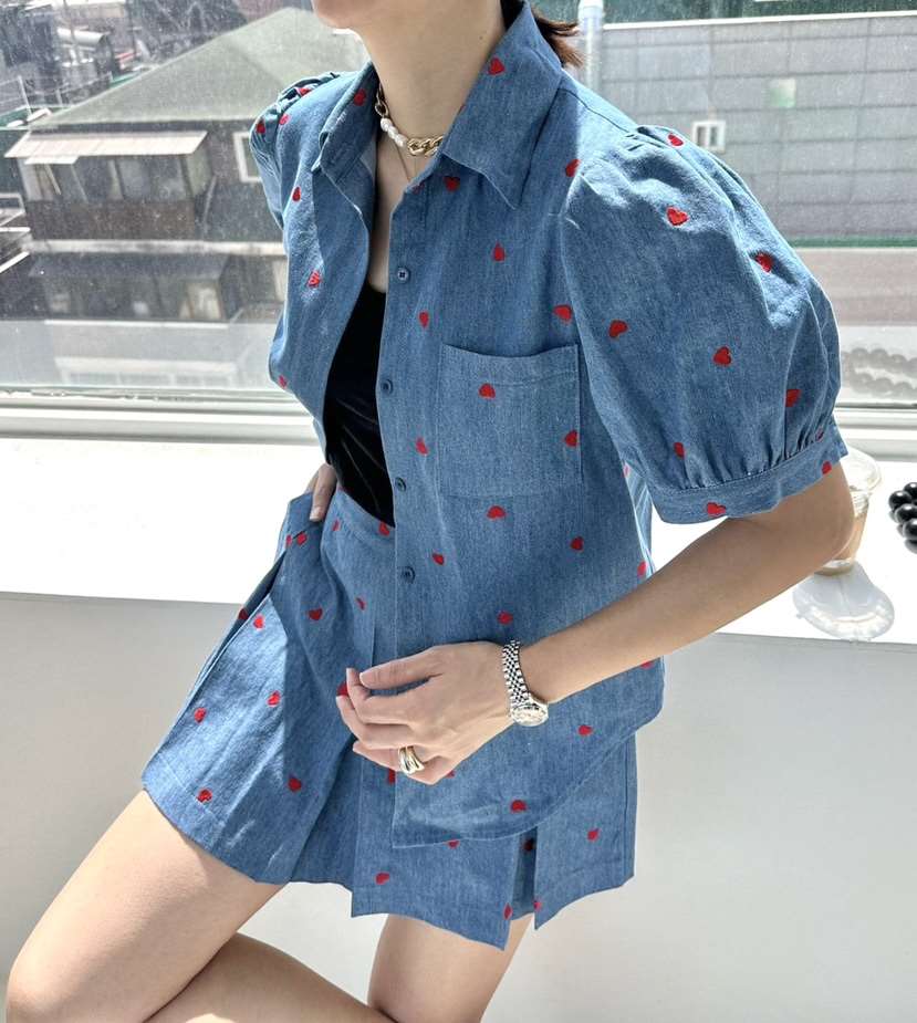 SOUIT直郵韓國代購女裝新款休閑時尚職業真品襯衫蕾絲衫刺繡SOUIT by mabel-L襯衫/蕾絲衫