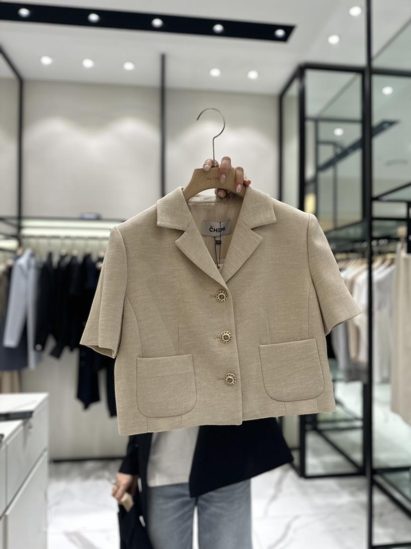 THE CHEMI韓國直郵東大門實拍女士新品24春夏熱賣夾克花呢WATER/RIVER夾克