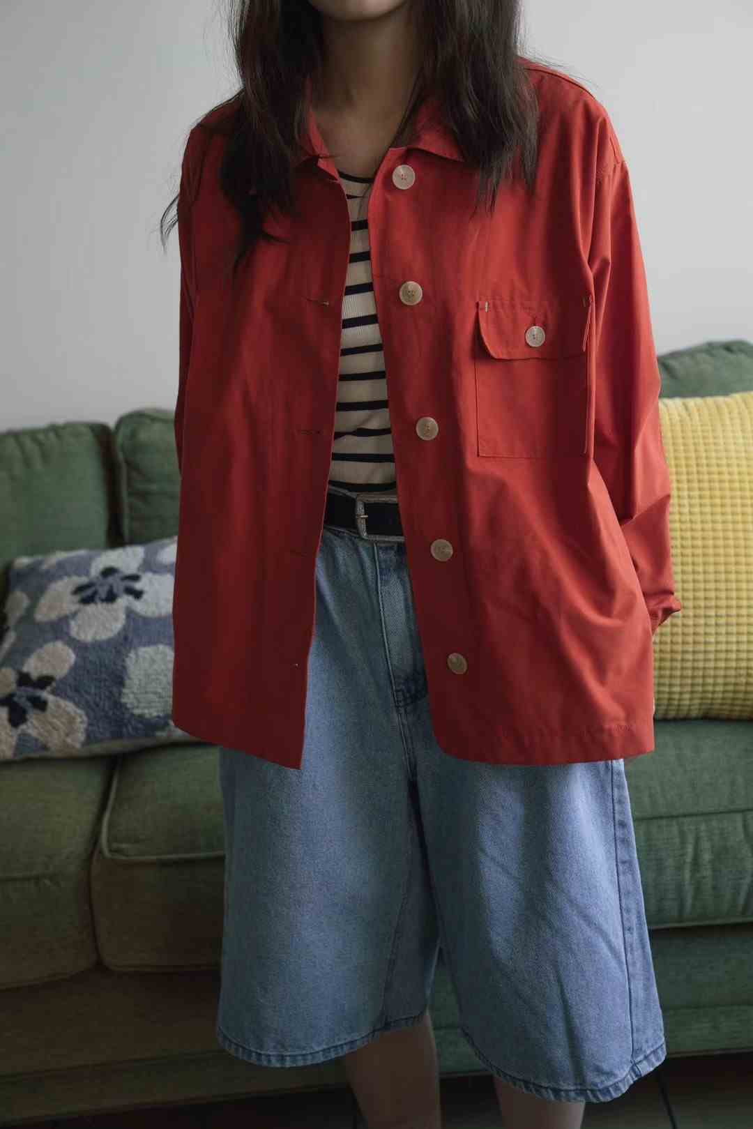 ORIGIN韓國直郵東大門代購女裝新款真品熱賣襯衫蕾絲衫口袋D BUY襯衫/蕾絲衫